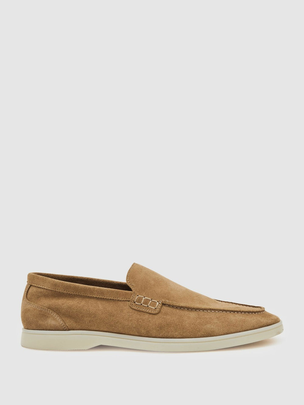 Men Suede Slip-On Loafers in Stone