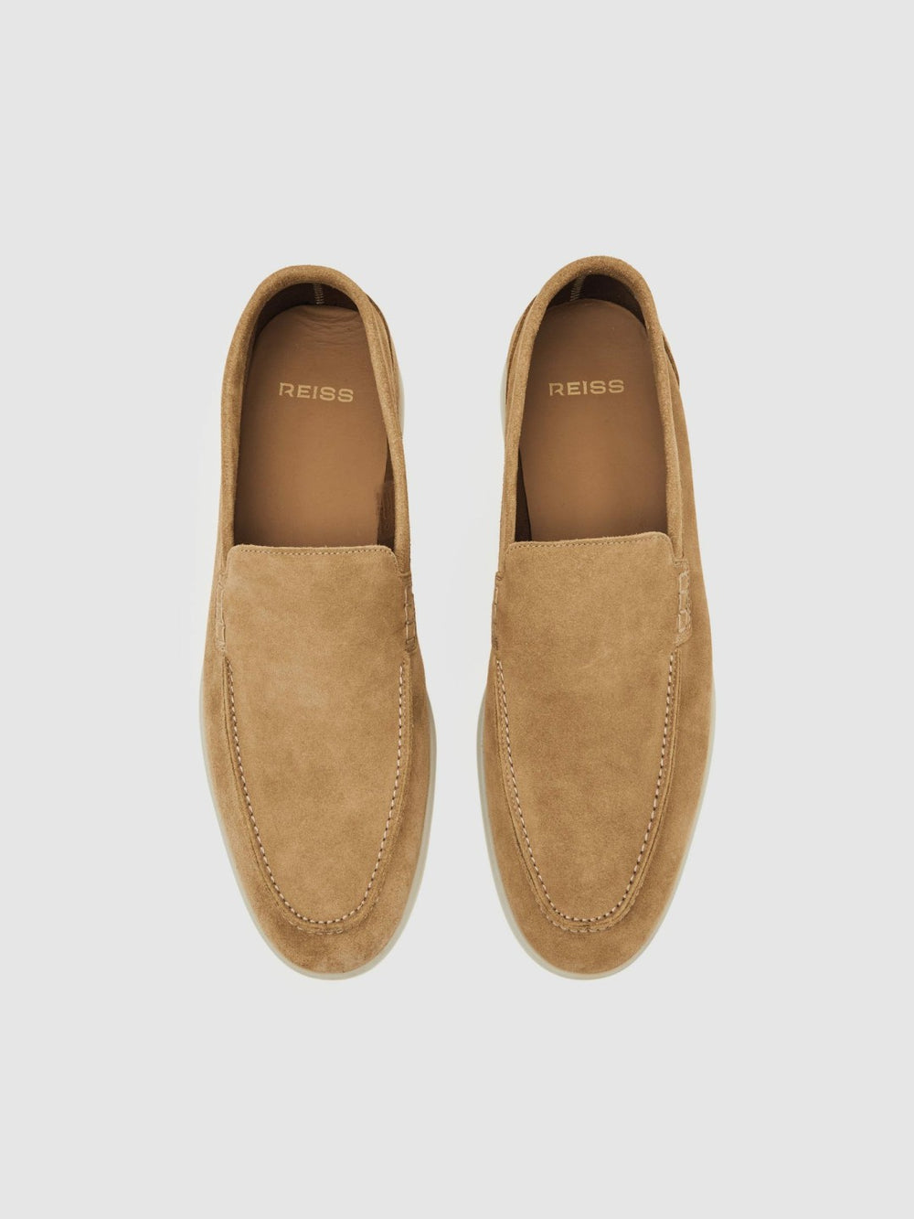 Men Suede Slip-On Loafers in Stone