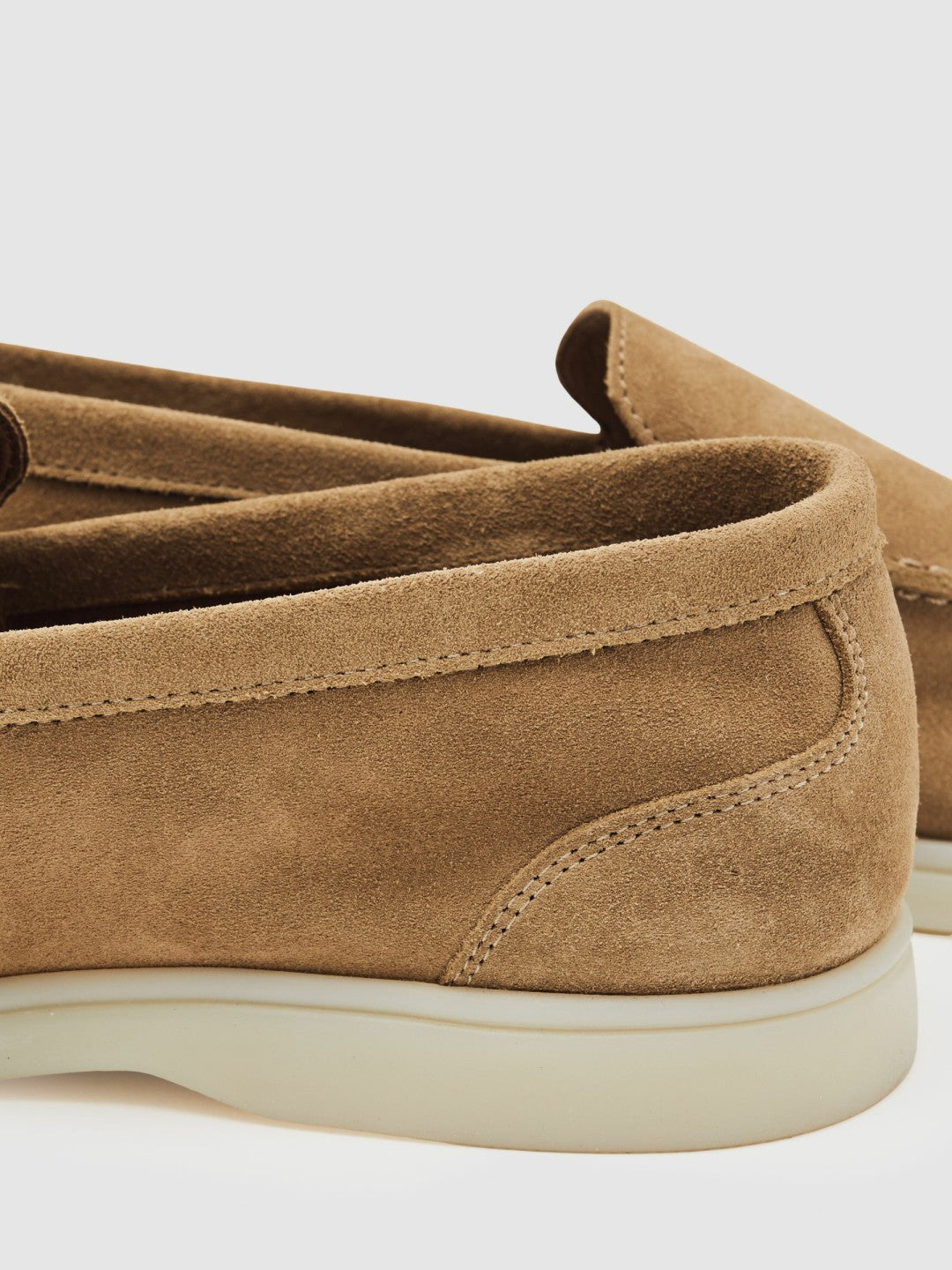 Men Suede Slip-On Loafers in Stone