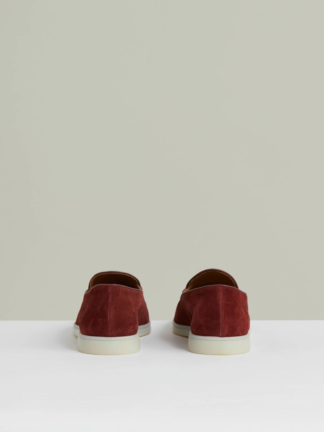 Men Suede Tassel Loafers in Maroon Red