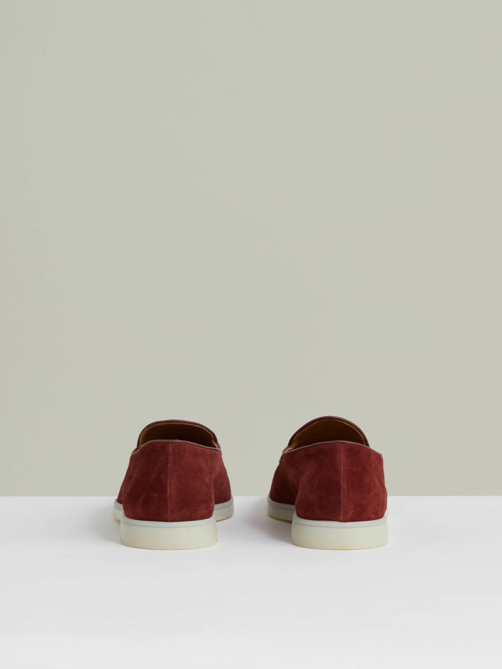 Men Suede Tassel Loafers in Maroon Red