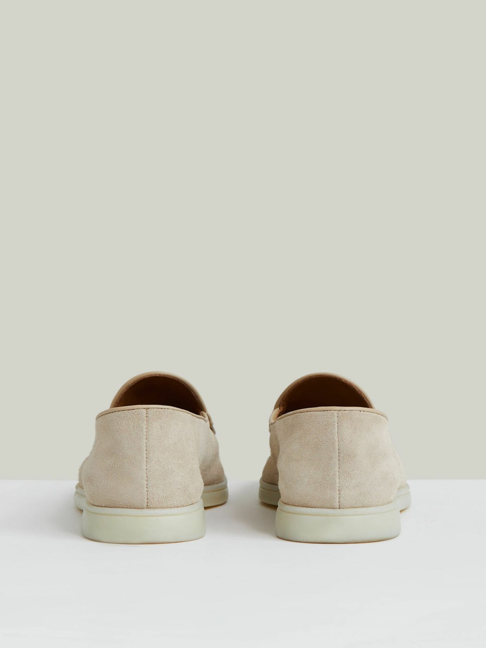 Men Suede Tassel Loafers in Light Stone