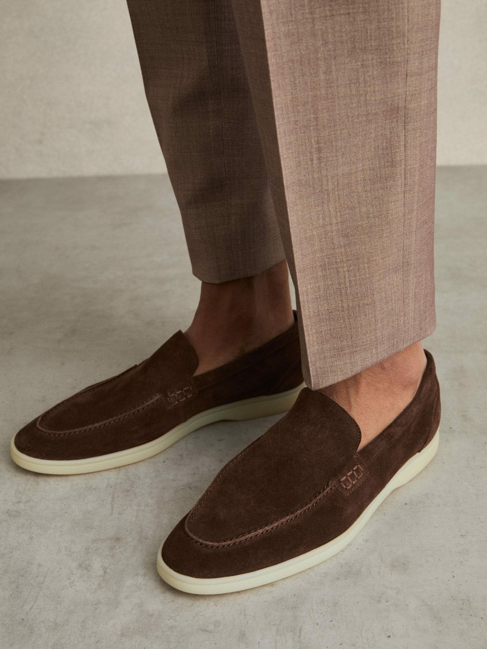 Men Suede Slip-On Loafers in Chocolate Brown