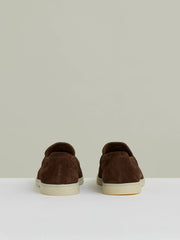 Men Suede Slip-On Loafers in Chocolate Brown