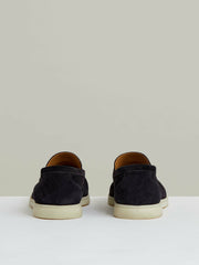 Men Suede Slip-On Loafers in Navy