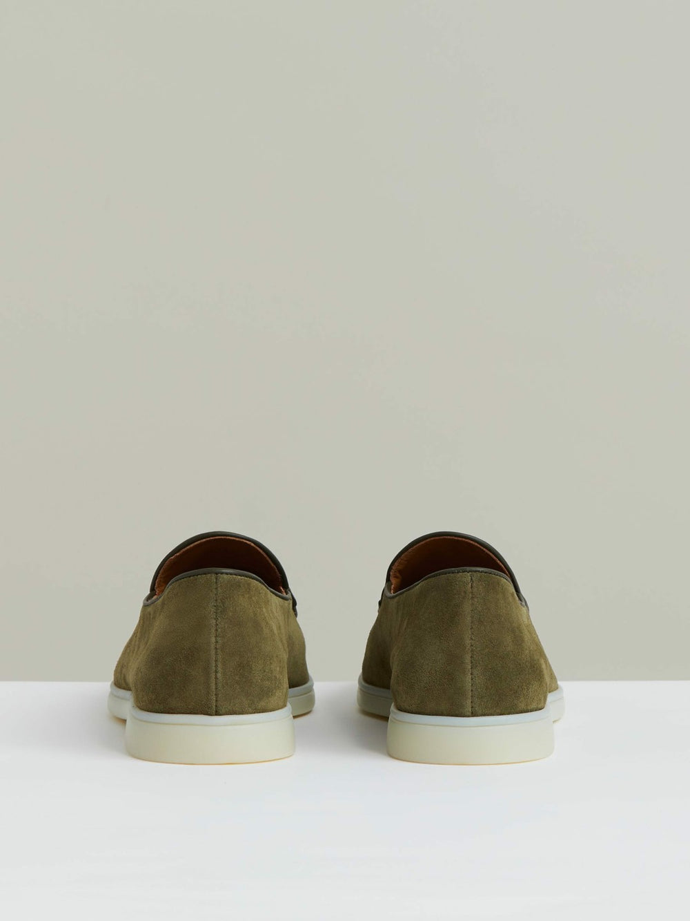 Men Suede Tassel Loafers in Moss Green