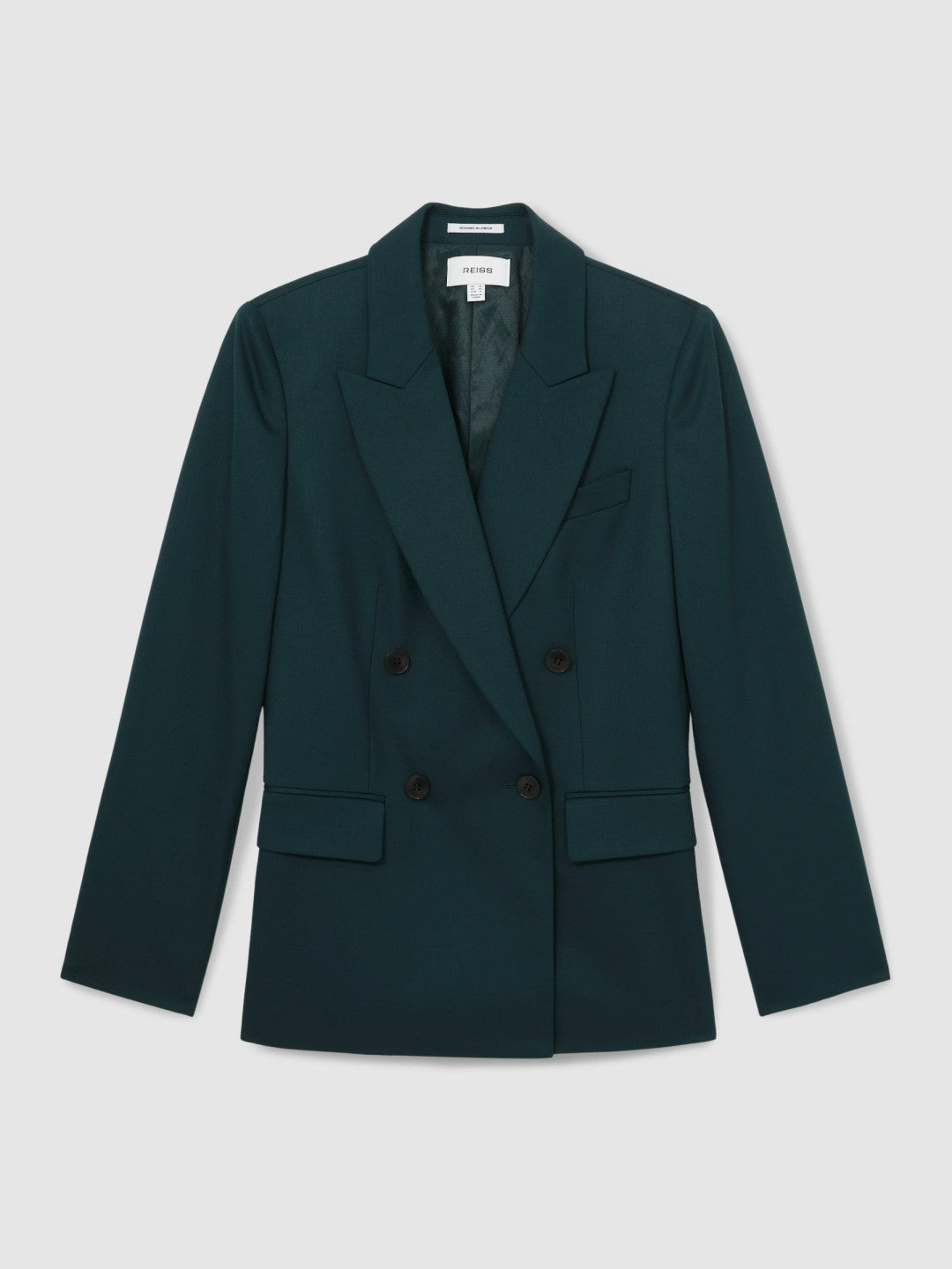 Women Wool-Blend Double-Breasted Suit Blazer in Green