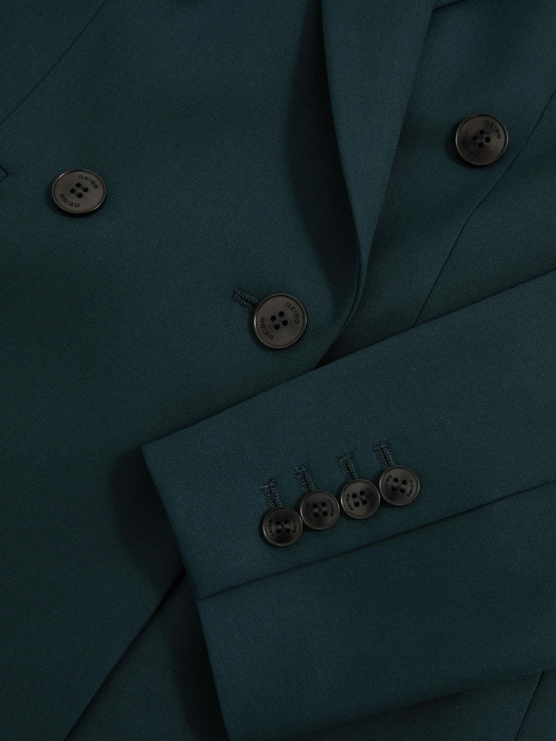 Women Wool-Blend Double-Breasted Suit Blazer in Green