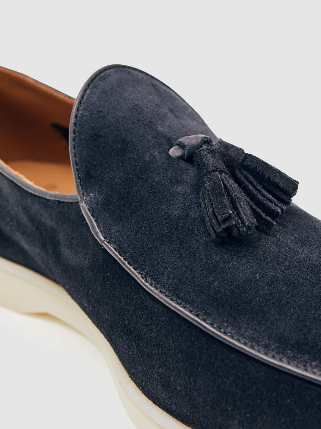 Men Suede Tassel Loafers in Navy