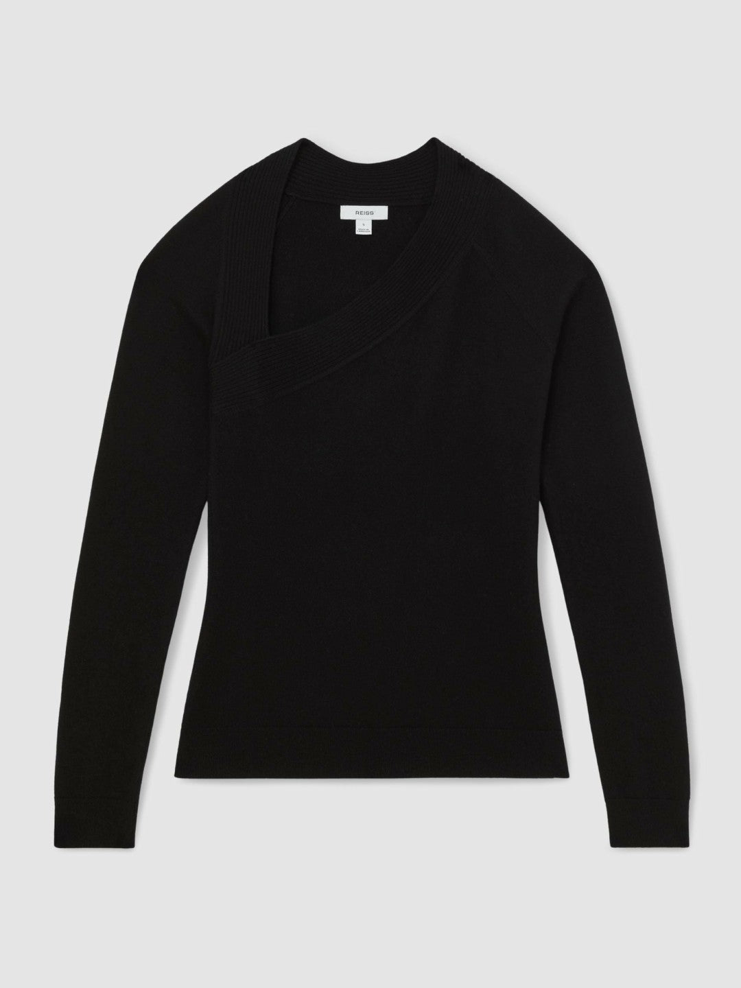 Women Wool-Blend Asymmetric Knit Top in Black
