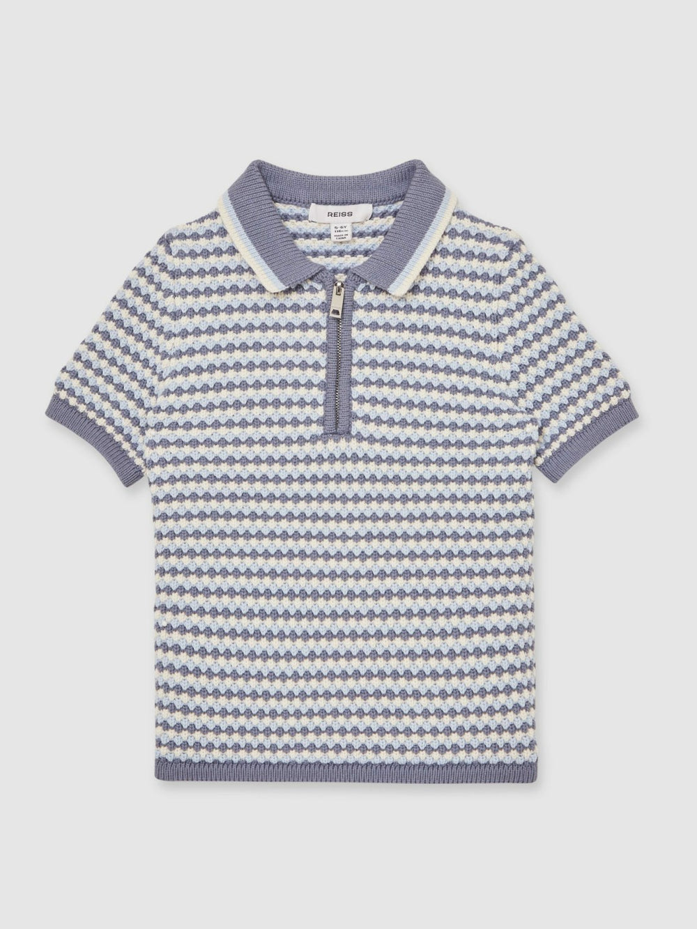 Children & Baby 13-14 yrs Knitted Stripe Half-Zip Polo Shirt in Blue/White