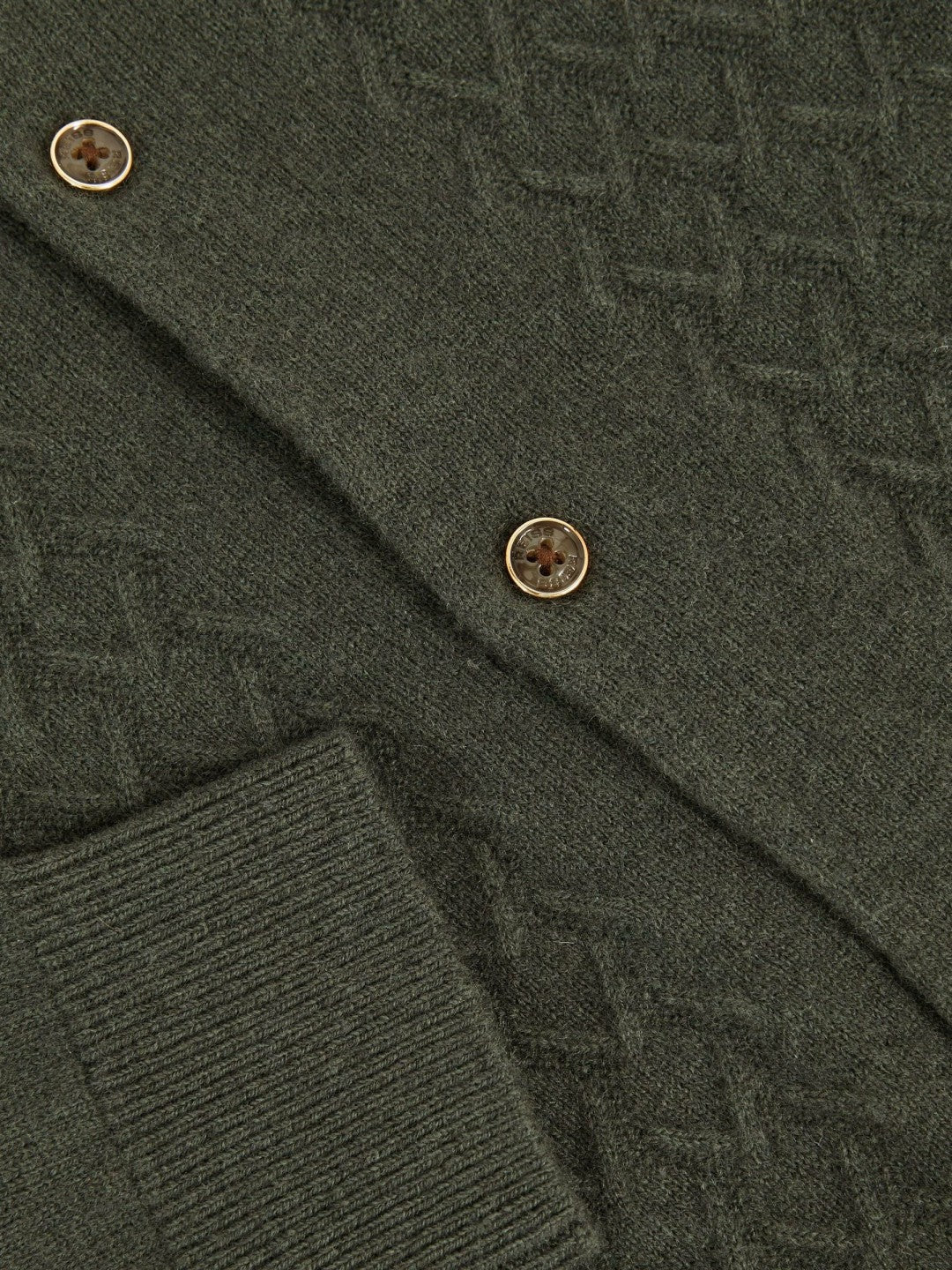 Children & Baby 13-14 yrs Wool V-Stitch Button-Through Cardigan in Forest Green