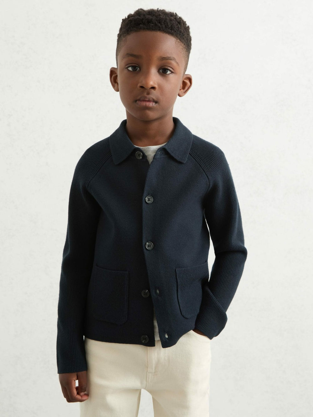 Children & Baby 3-9 yrs Button-Through Knitted Cardigan in Navy