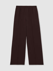 Women Wide Leg Elasticated Waist Trousers in Burgundy