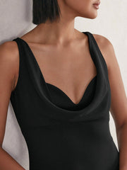 Women Cowl-Neck Sleeveless Maxi Dress in Black