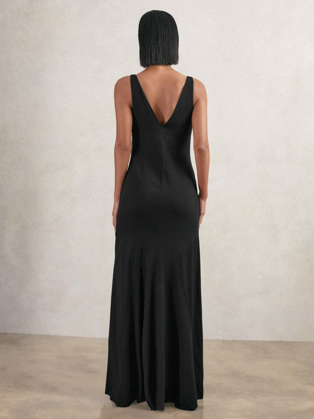 Women Cowl-Neck Sleeveless Maxi Dress in Black