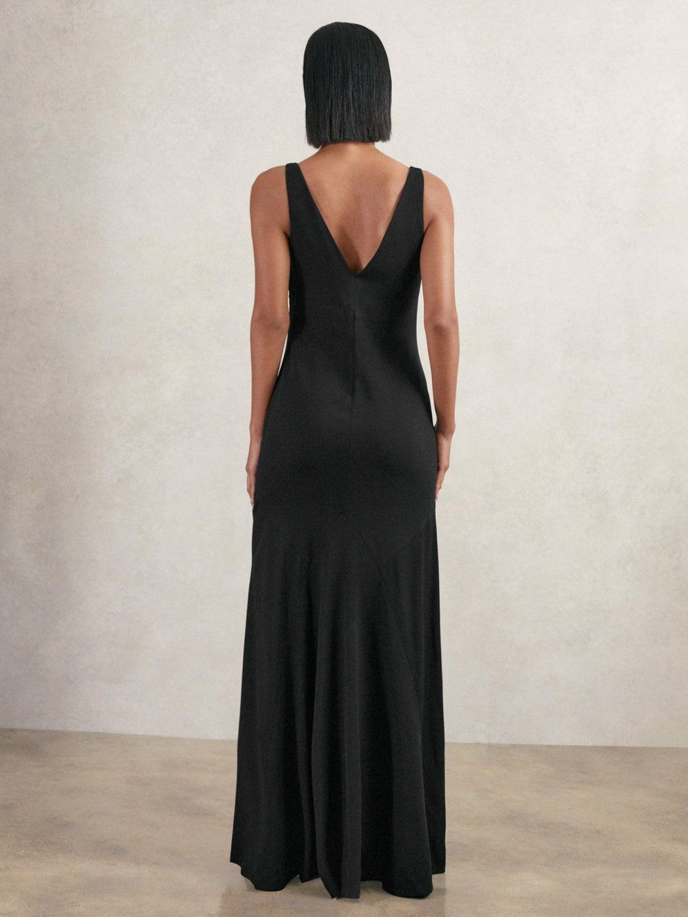 Women Cowl-Neck Sleeveless Maxi Dress in Black