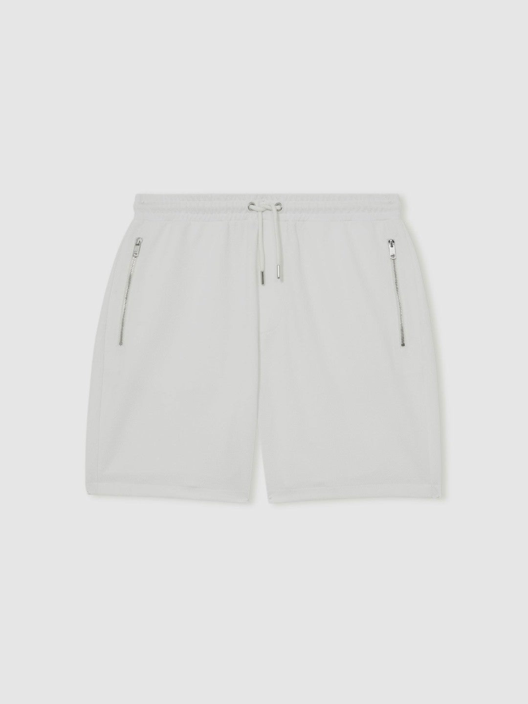 Men Textured Drawstring Shorts in White