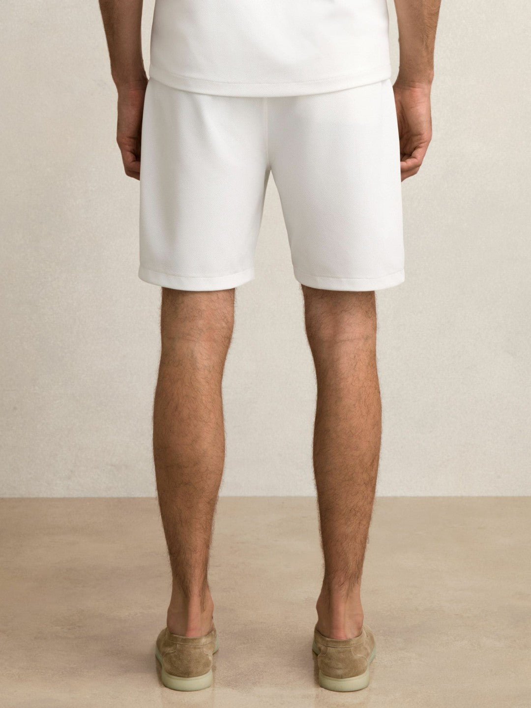 Men Textured Drawstring Shorts in White
