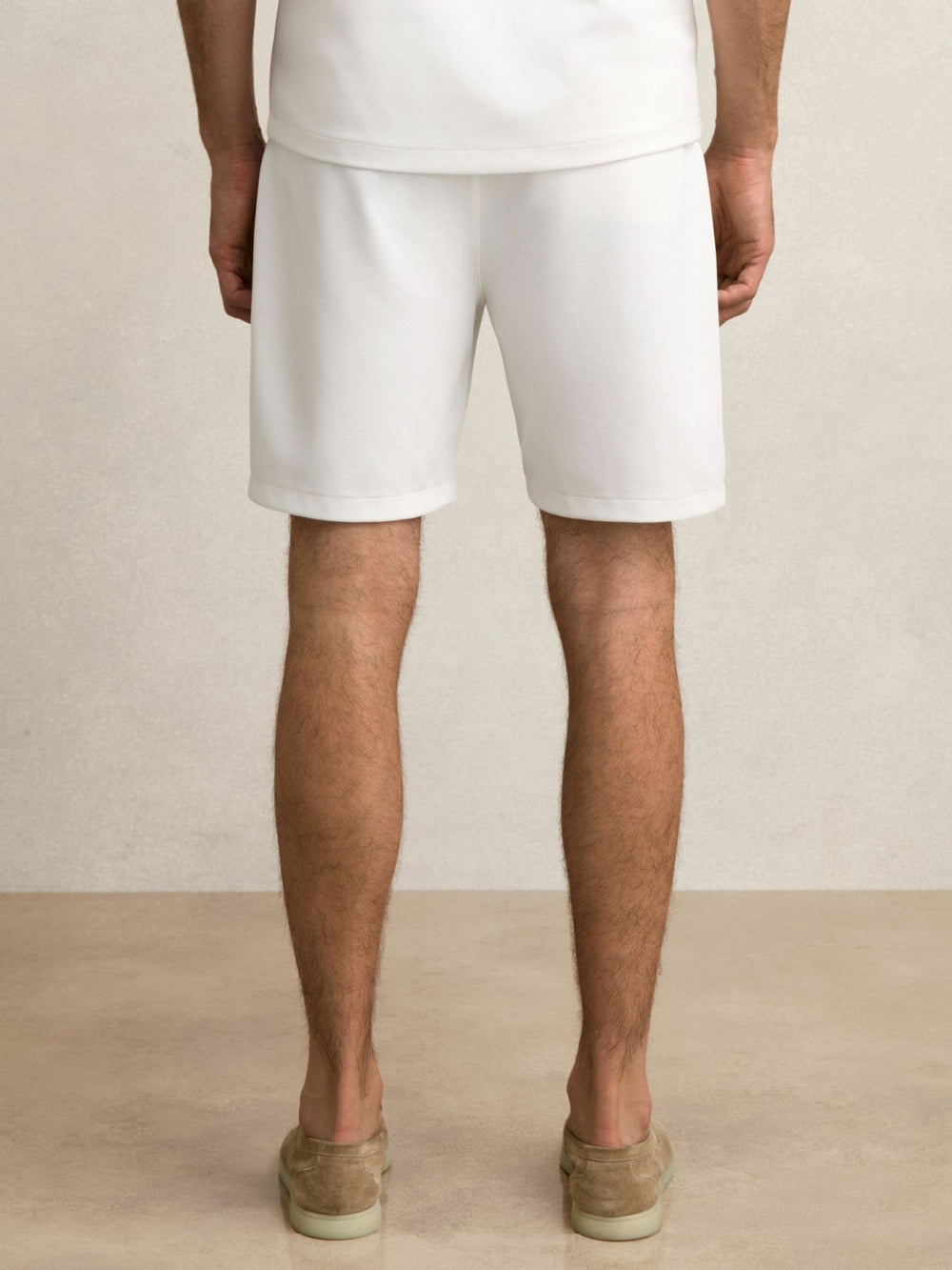 Men Textured Drawstring Shorts in White