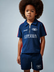 Children & Baby 9-13 yrs Superman Towelling Polo Shirt in Blue/Red