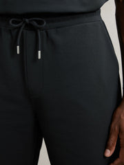 Men Textured Drawstring Shorts in Navy