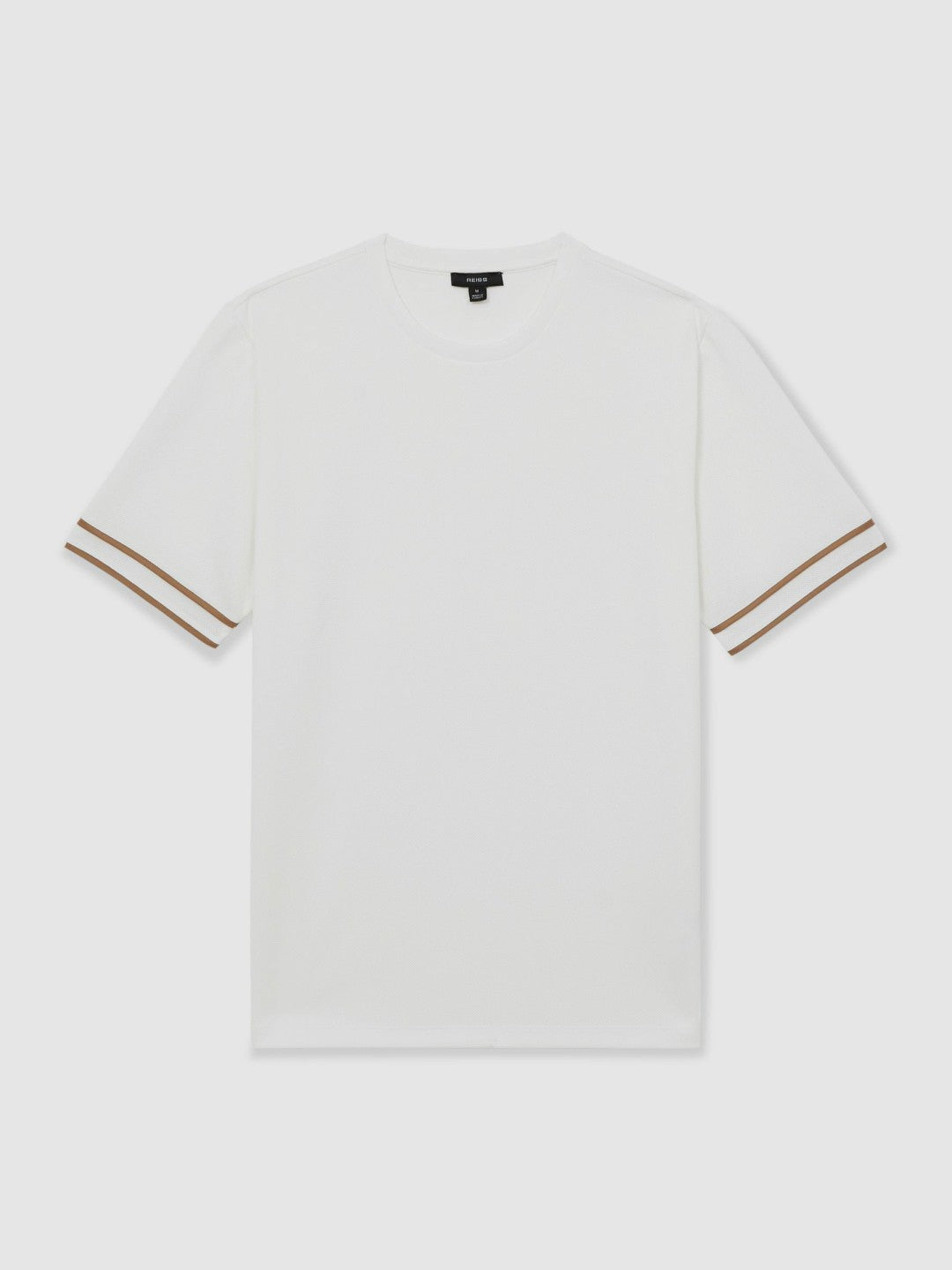 Men Textured Crew-Neck Tipped T-Shirt in White