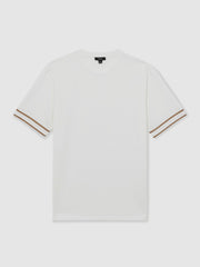 Men Textured Crew-Neck Tipped T-Shirt in White
