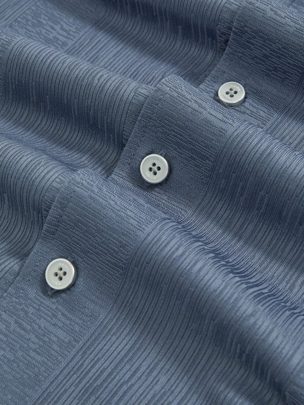 Men Jacquard-Stripe Cuban-Collar Shirt in Airforce Blue