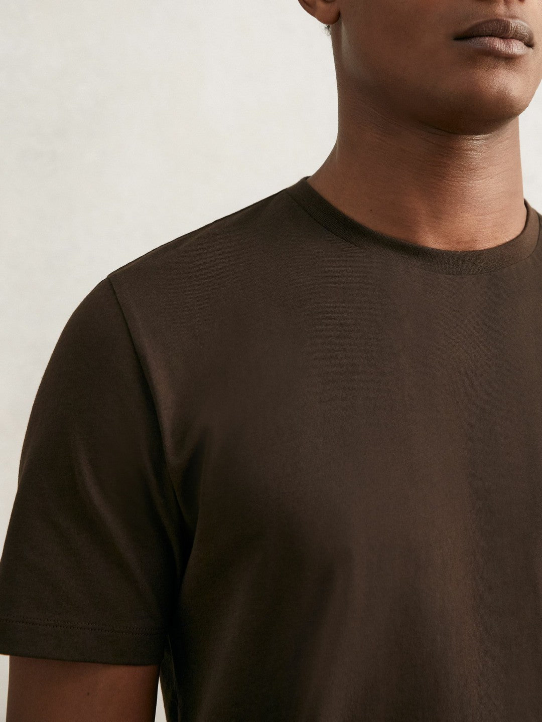 Men Cotton Crew Neck T-Shirt in Coco Brown