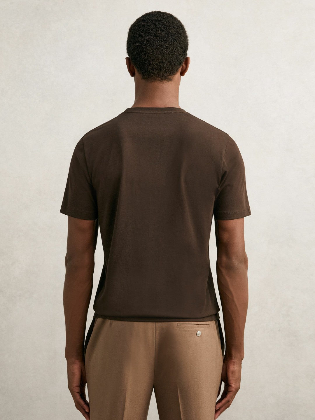 Men Cotton Crew Neck T-Shirt in Coco Brown