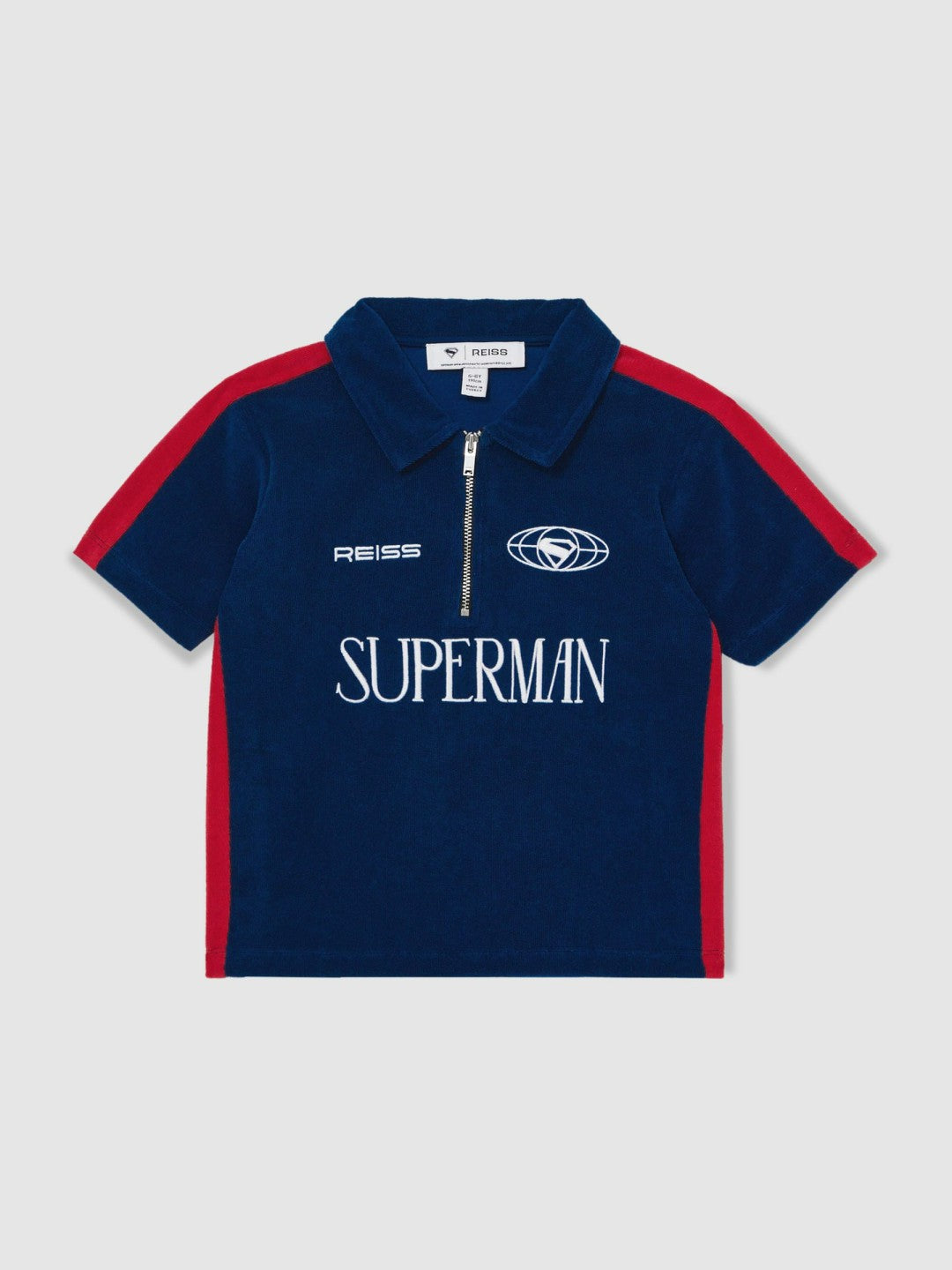 Children & Baby 13-14 yrs Superman Towelling Polo Shirt in Blue/Red