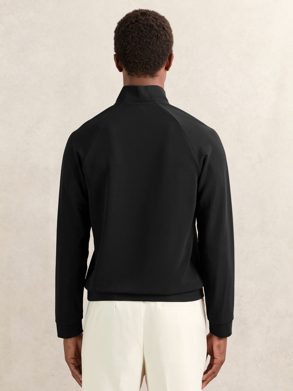 Men Half-Zip Funnel-Neck Sweatshirt in Black