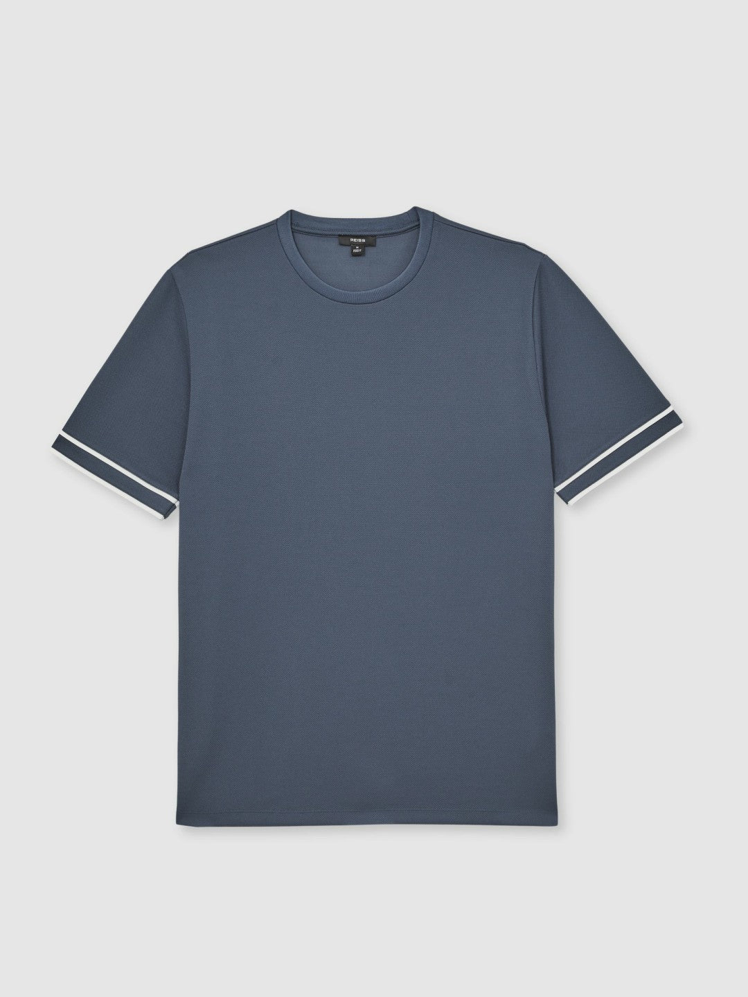 Men Textured Crew-Neck Tipped T-Shirt in Airforce Blue