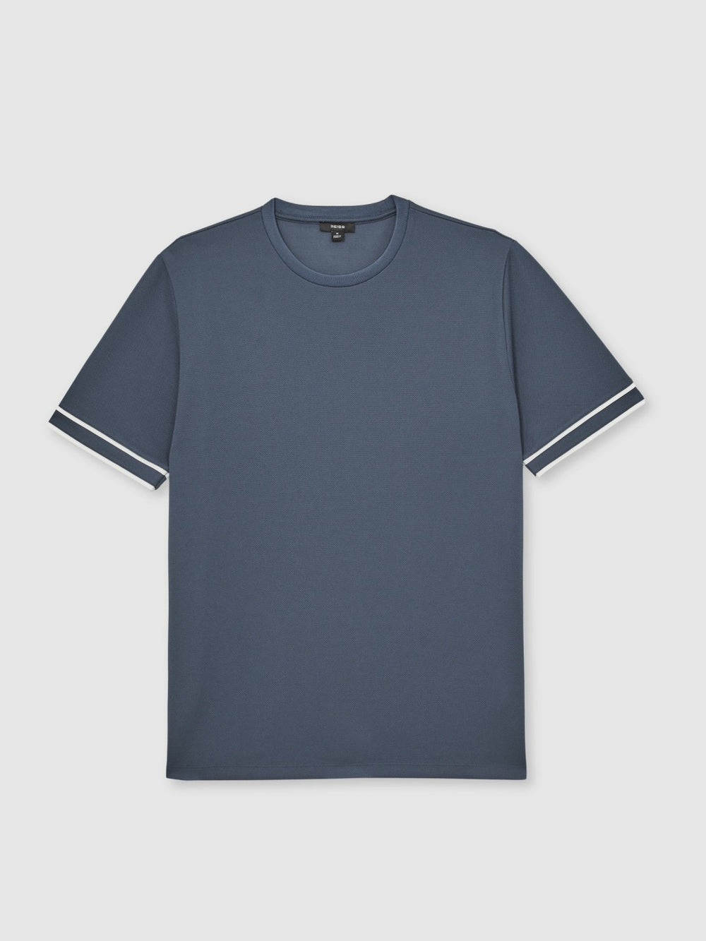 Men Textured Crew-Neck Tipped T-Shirt in Airforce Blue