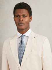 Men Silk Floral-Medallion Tie in Soft Blue