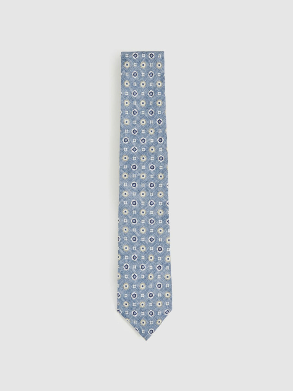 Men Silk Floral-Medallion Tie in Soft Blue