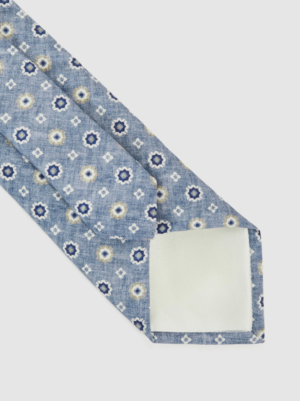 Men Silk Floral-Medallion Tie in Soft Blue