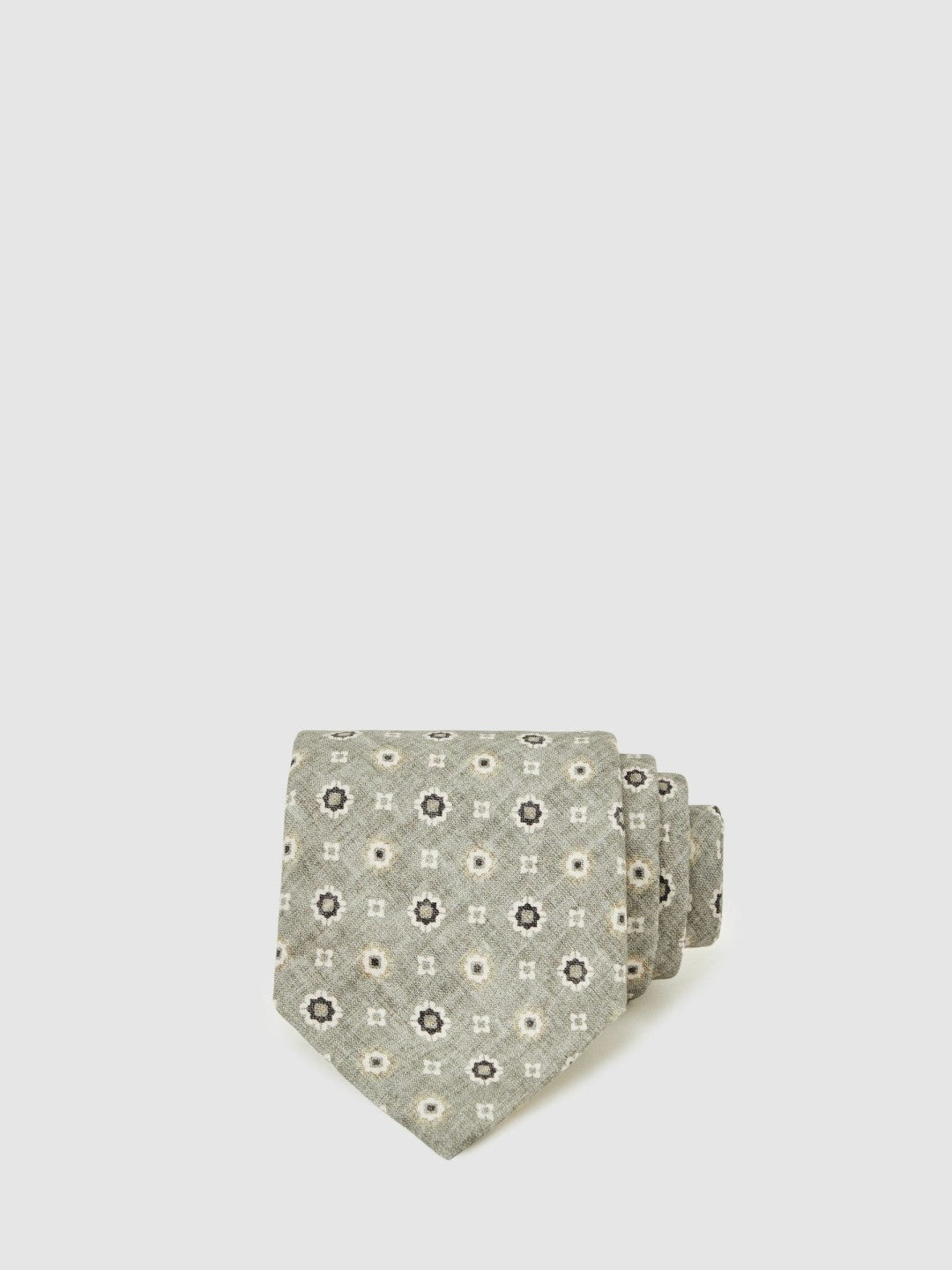 Men Silk Floral-Medallion Tie in Soft Sage