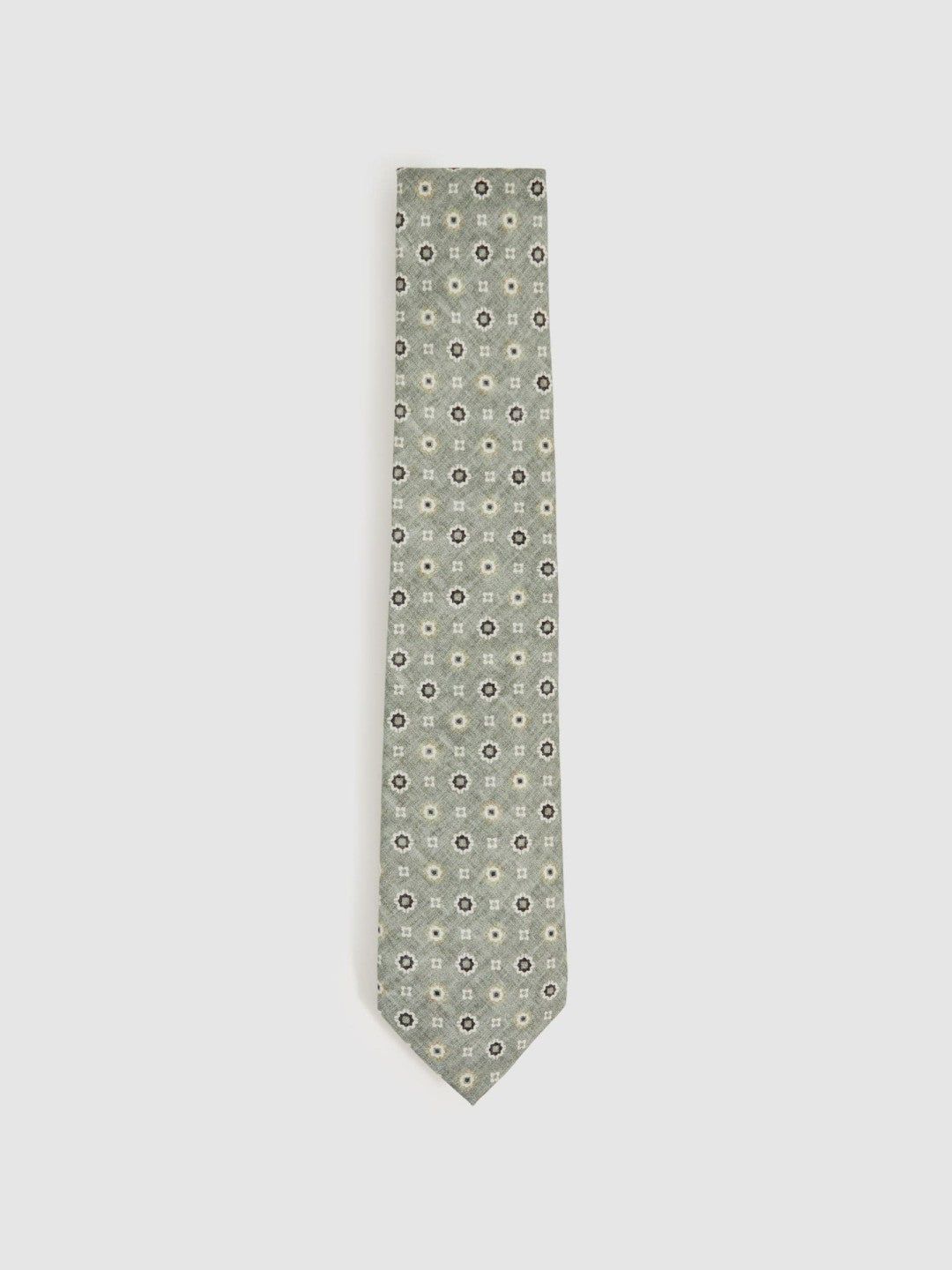 Men Silk Floral-Medallion Tie in Soft Sage
