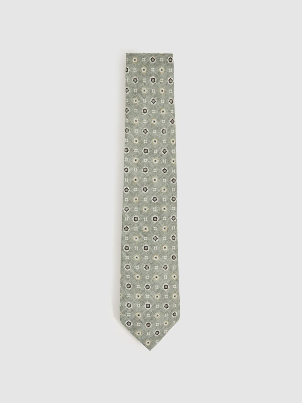 Men Silk Floral-Medallion Tie in Soft Sage