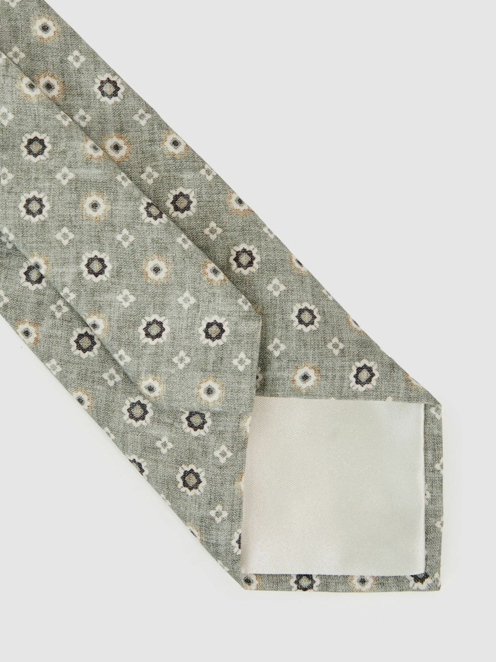 Men Silk Floral-Medallion Tie in Soft Sage