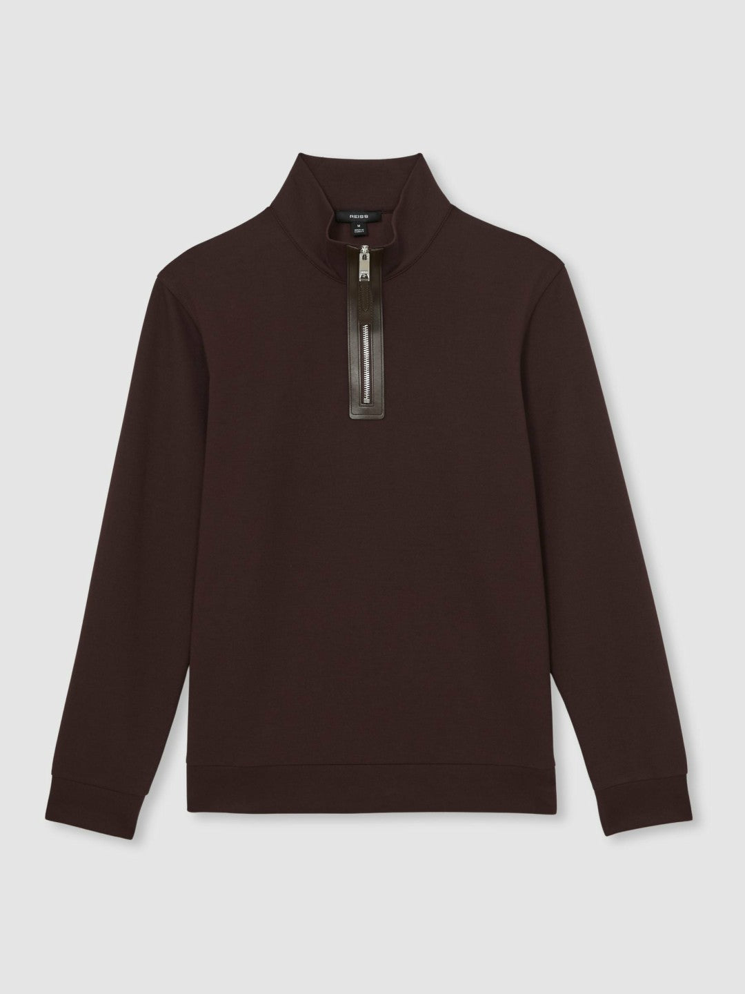 Men Leather-Placket Interlock Sweatshirt in Cherry Red