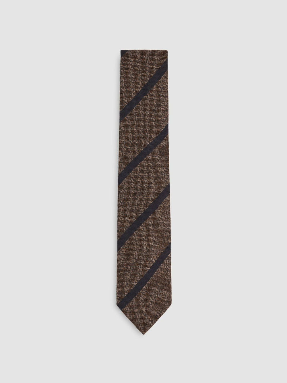 Men Wool-Silk Striped Tie in Chocolate Brown