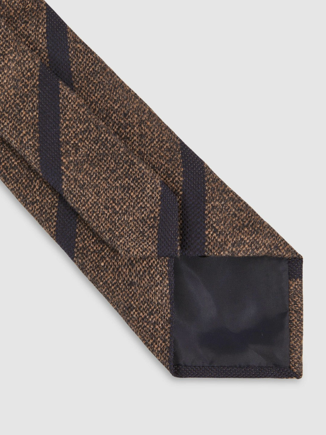 Men Wool-Silk Striped Tie in Chocolate Brown
