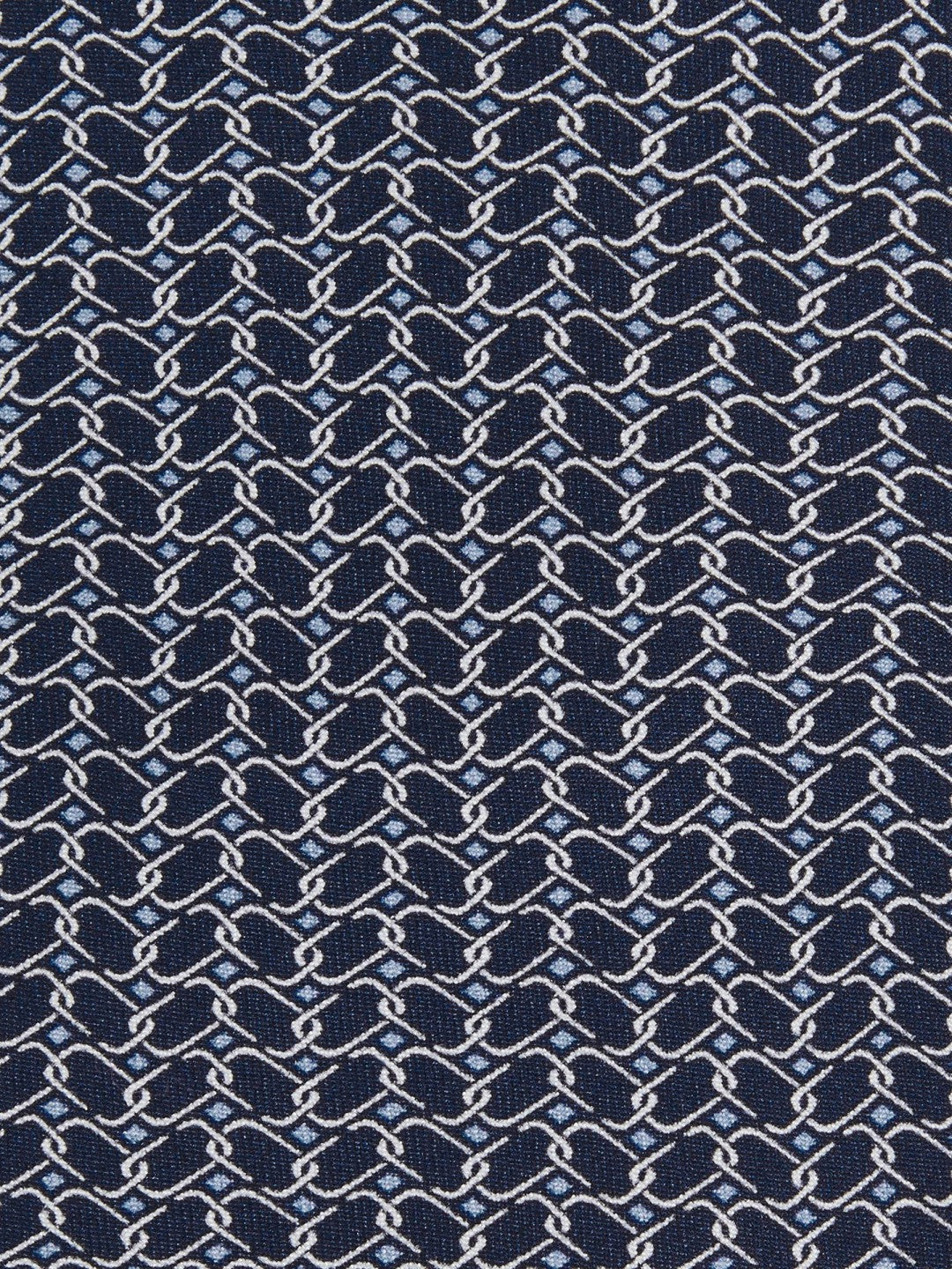 Men Silk Geometric-Chain Print Tie in Navy