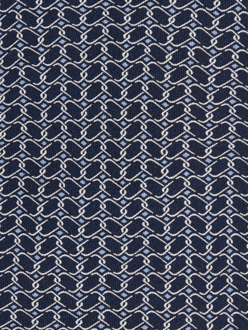 Men Silk Geometric-Chain Print Tie in Navy