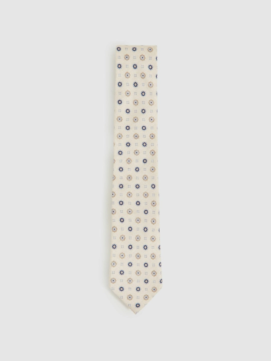 Men Silk Floral-Medallion Tie in Ivory