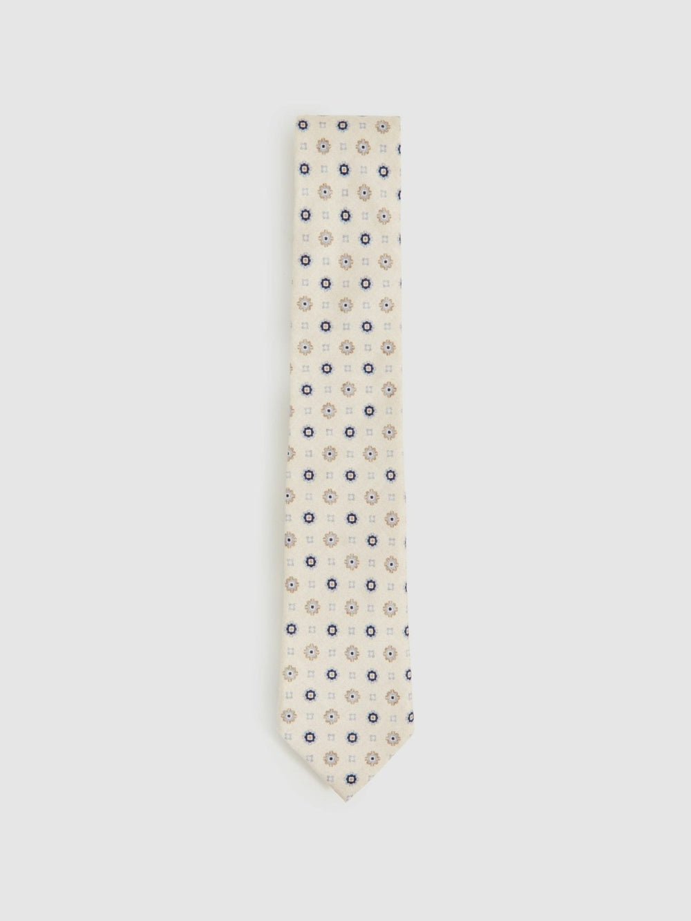 Men Silk Floral-Medallion Tie in Ivory