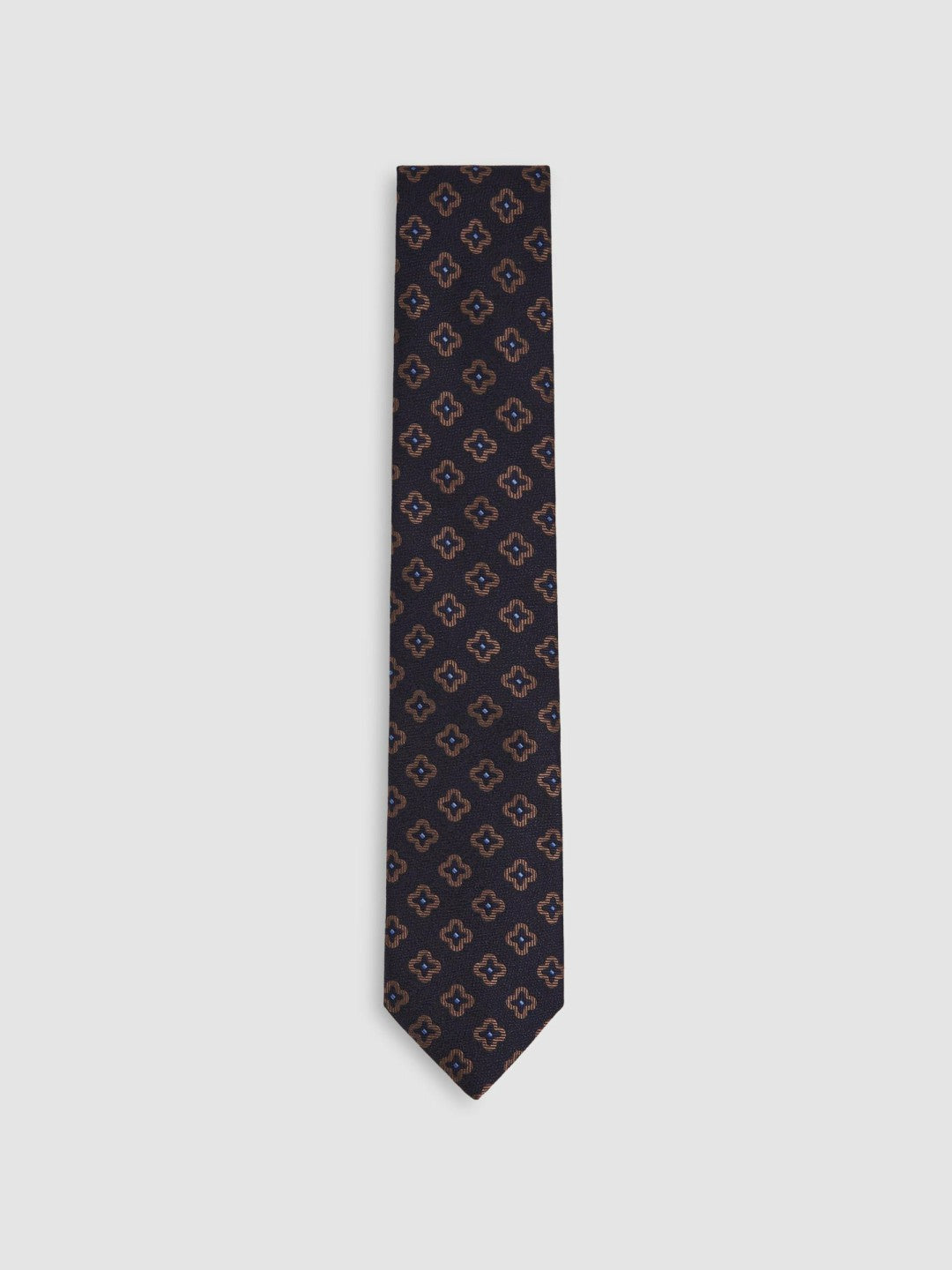 Men Silk-Wool Floral-Medallion Tie in Navy